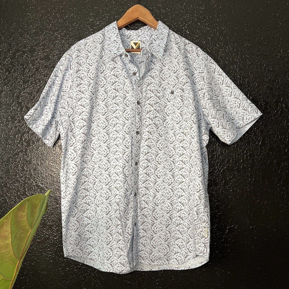 voyager men colared button down short sleeve shirt size large